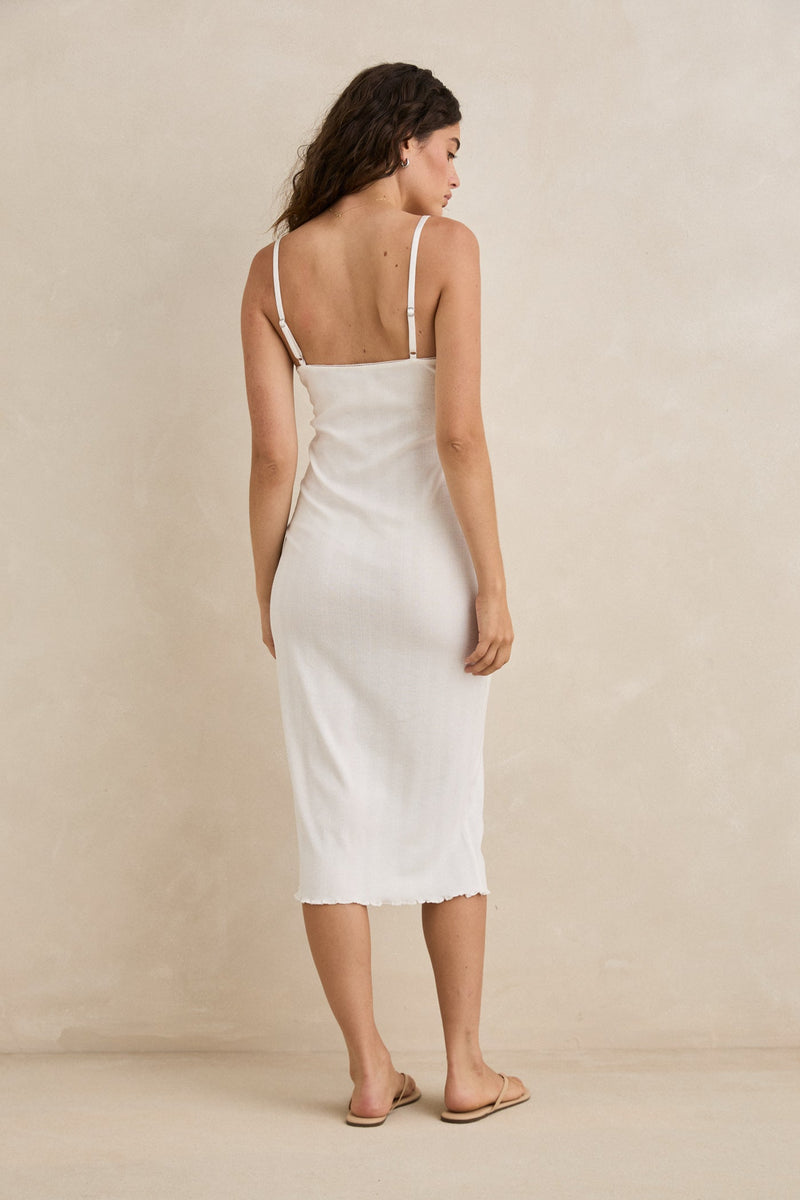 Cherie Pointelle Dress White