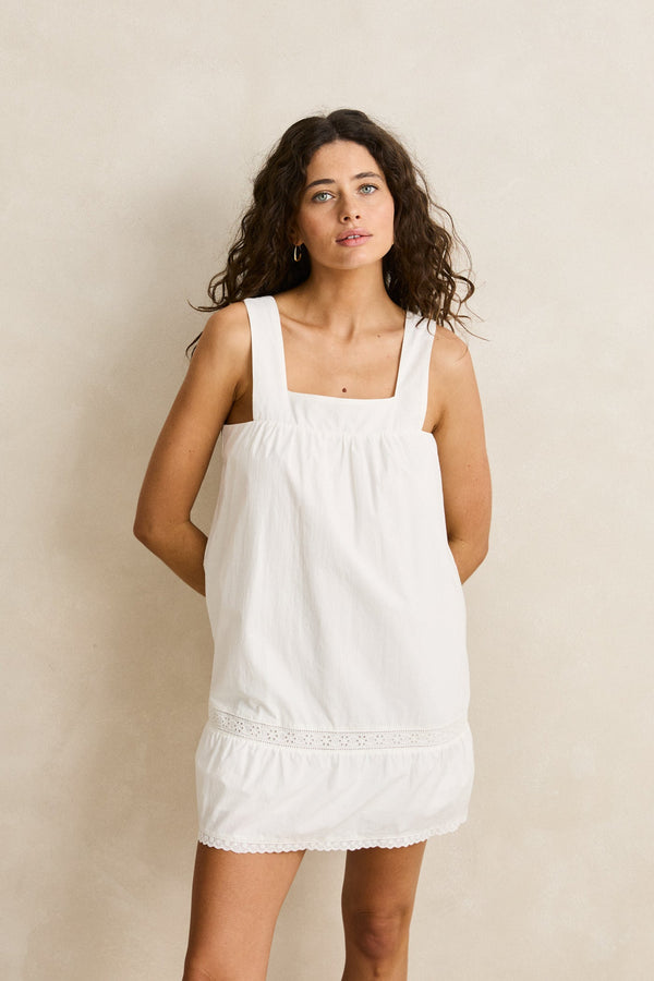 Broderie Lace Mini Dress White