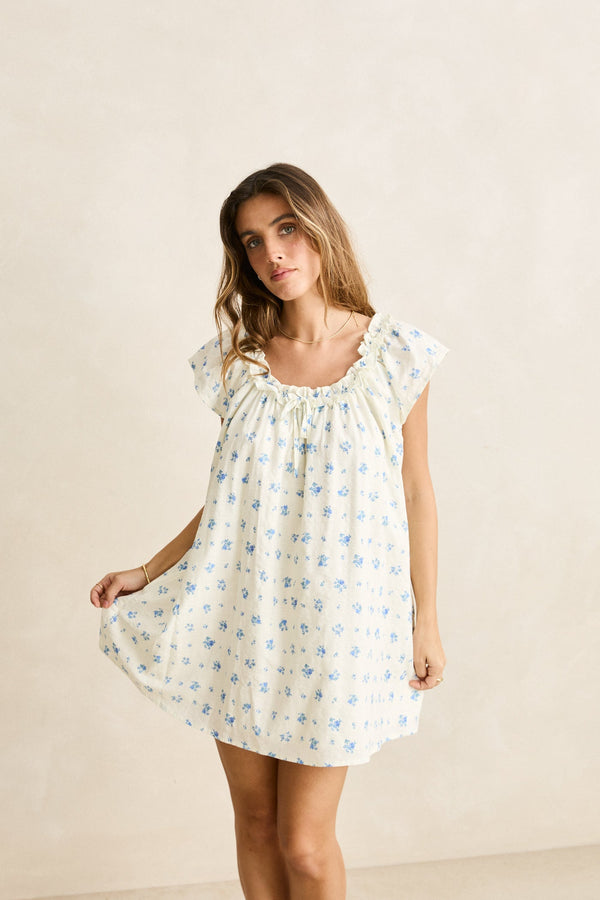 Dahlia Frill Dress  Sky