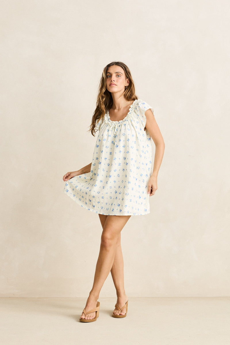Dahlia Frill Dress  Sky