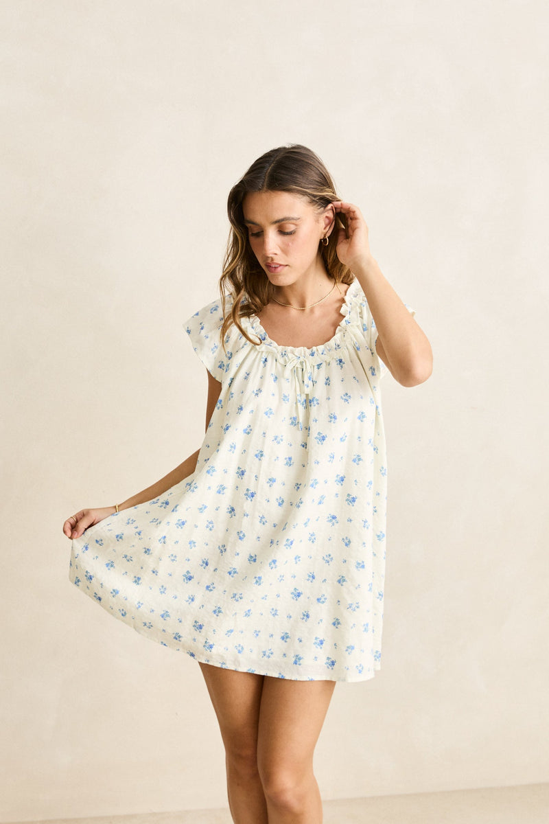 Dahlia Frill Dress  Sky