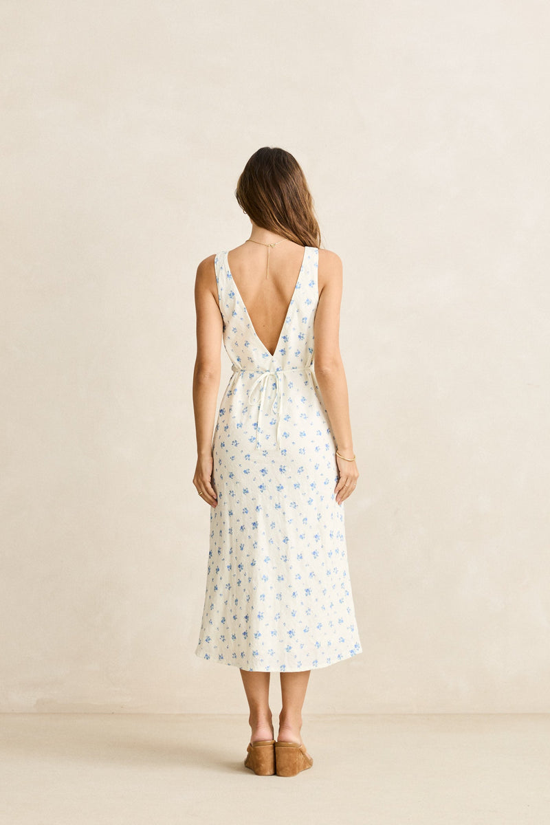 Dahlia Bias Cut Dress  Sky