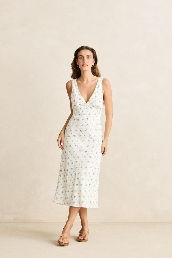 Dahlia Bias Cut Dress  Sky