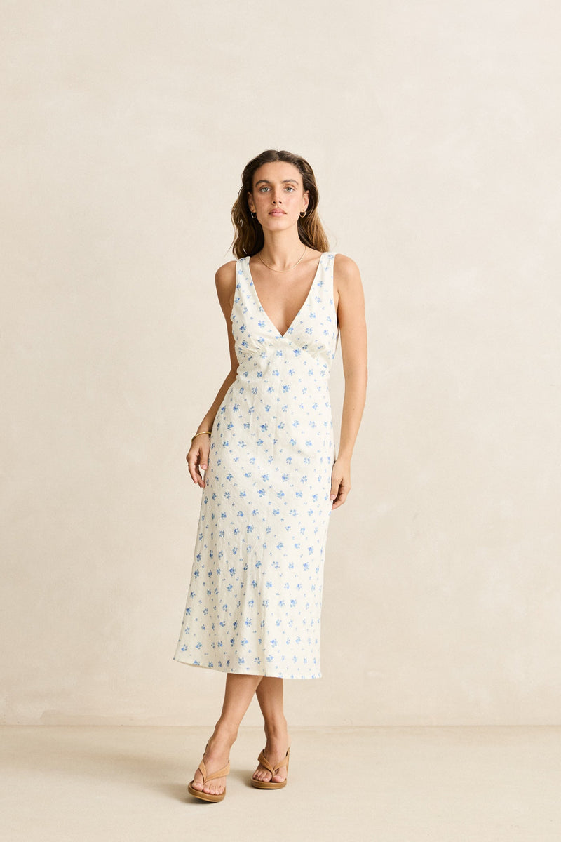 Dahlia Bias Cut Dress  Sky