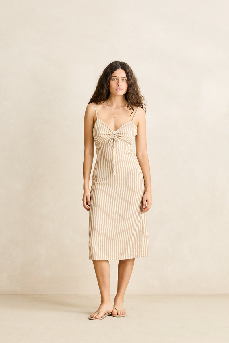 Penny Stripe Midi Dress Honeycomb