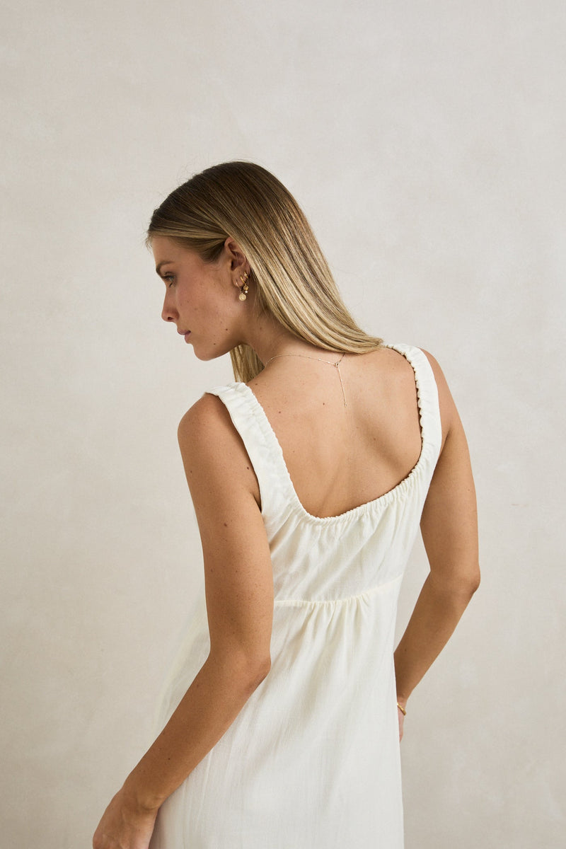 Del Rio Gathered Maxi Dress White