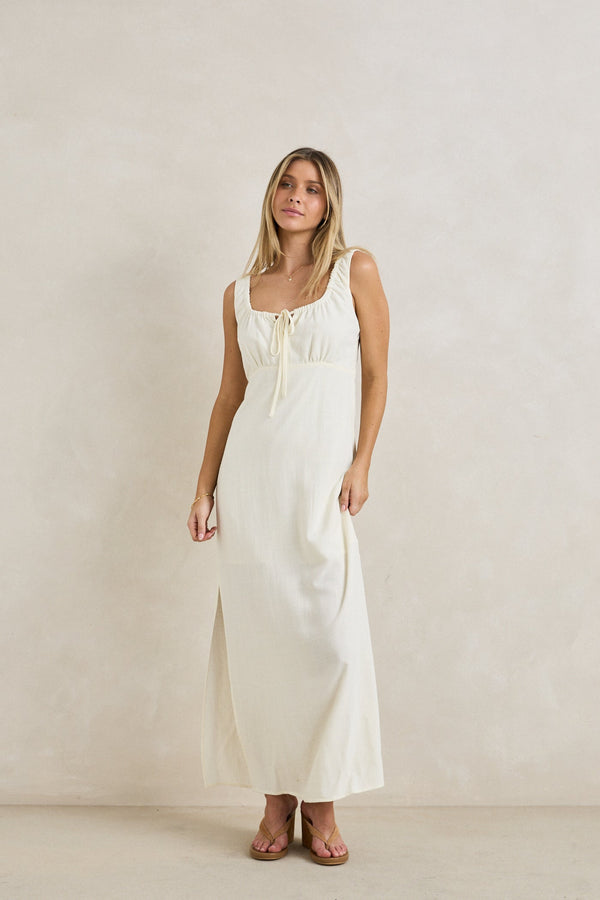 Del Rio Gathered Maxi Dress White