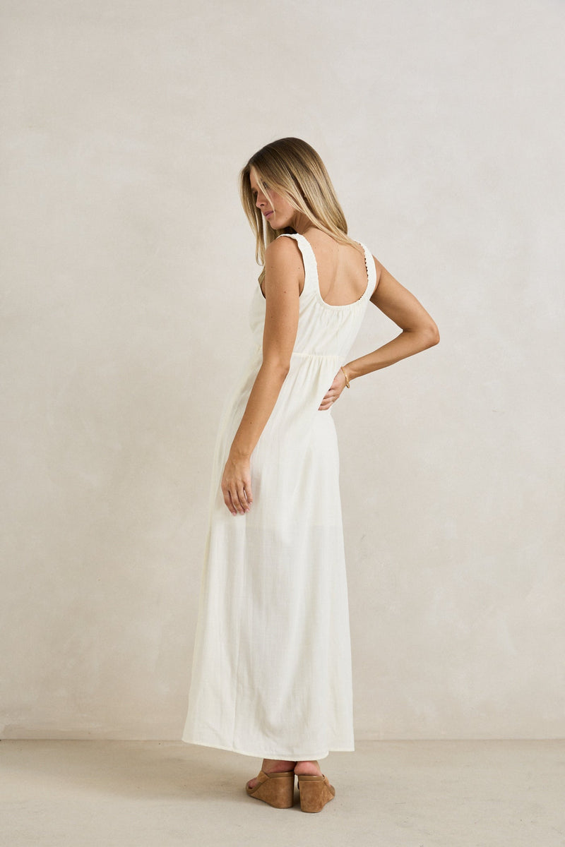 Del Rio Gathered Maxi Dress White