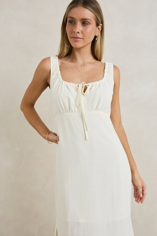 Del Rio Gathered Maxi Dress White