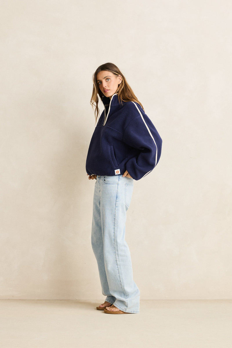 Camp Half Zip Sherpa Pullover Ocean