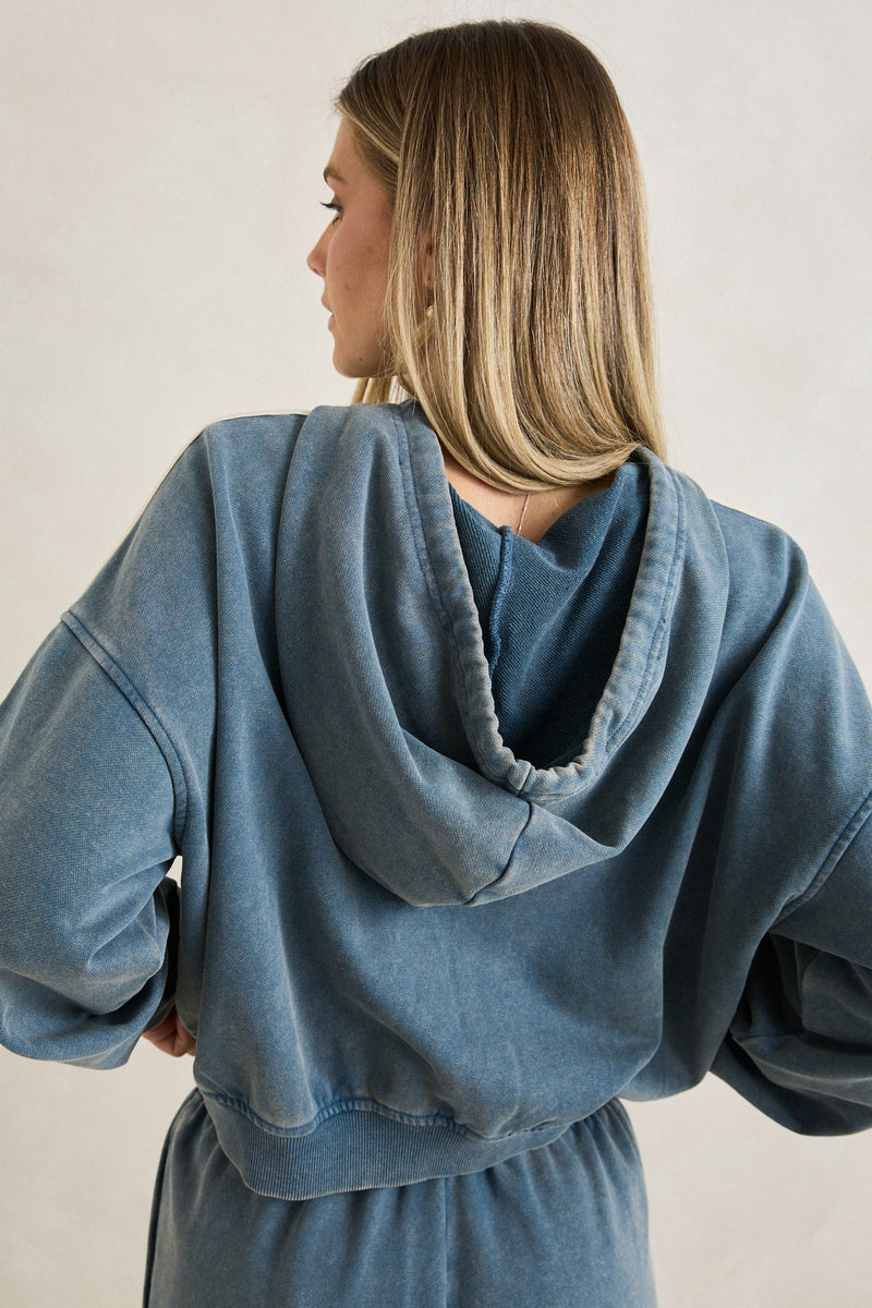 Sun Wash Terry Full Zip Hoodie Washed Blue