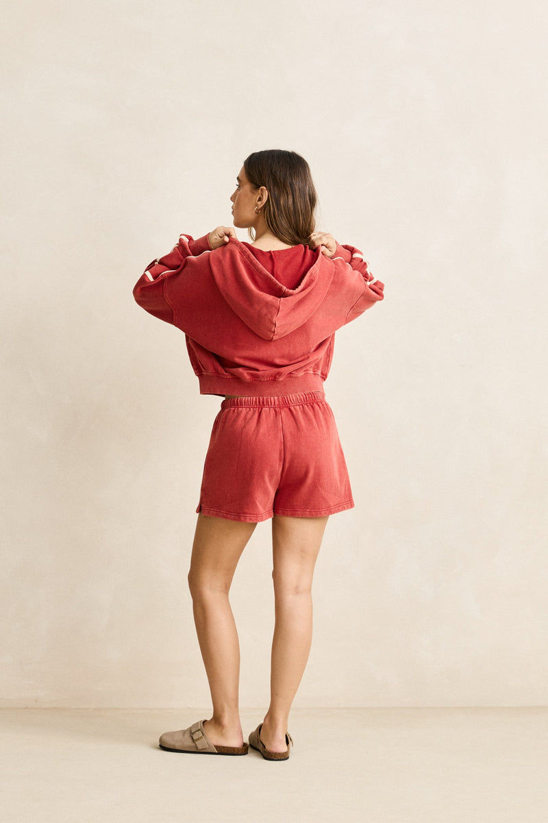 Sun Wash Terry Full Zip Hoodie Washed Red