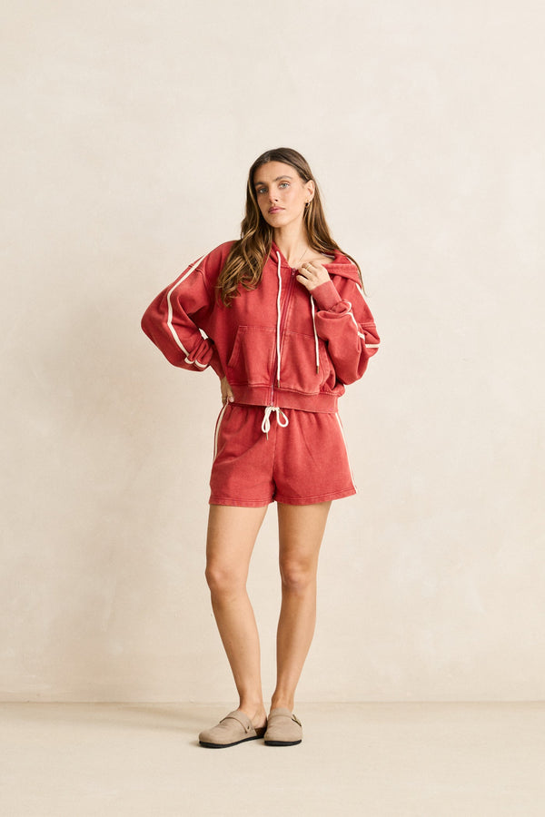 Sun Wash Terry Full Zip Hoodie Washed Red