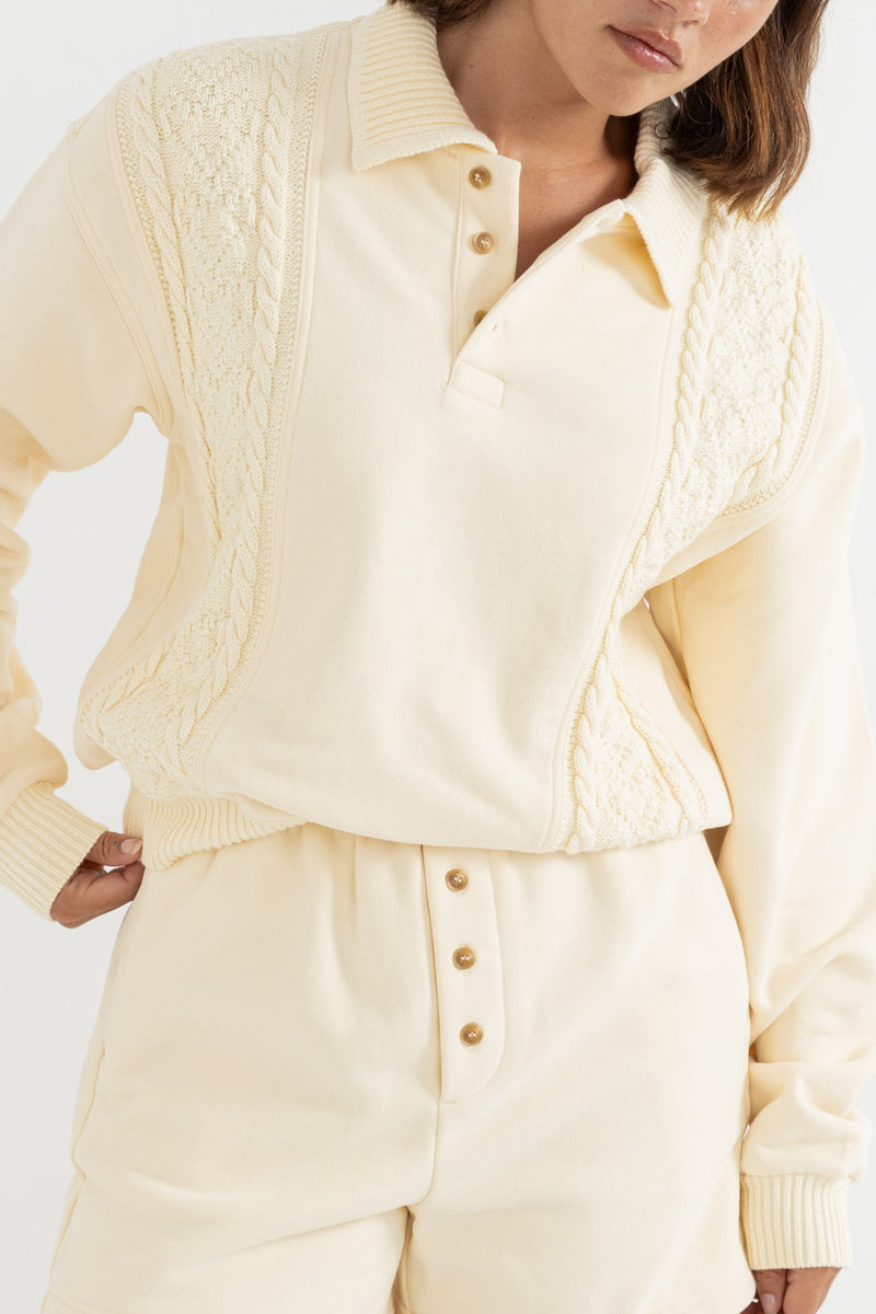 Eloise Cable Knit Fleece Cream