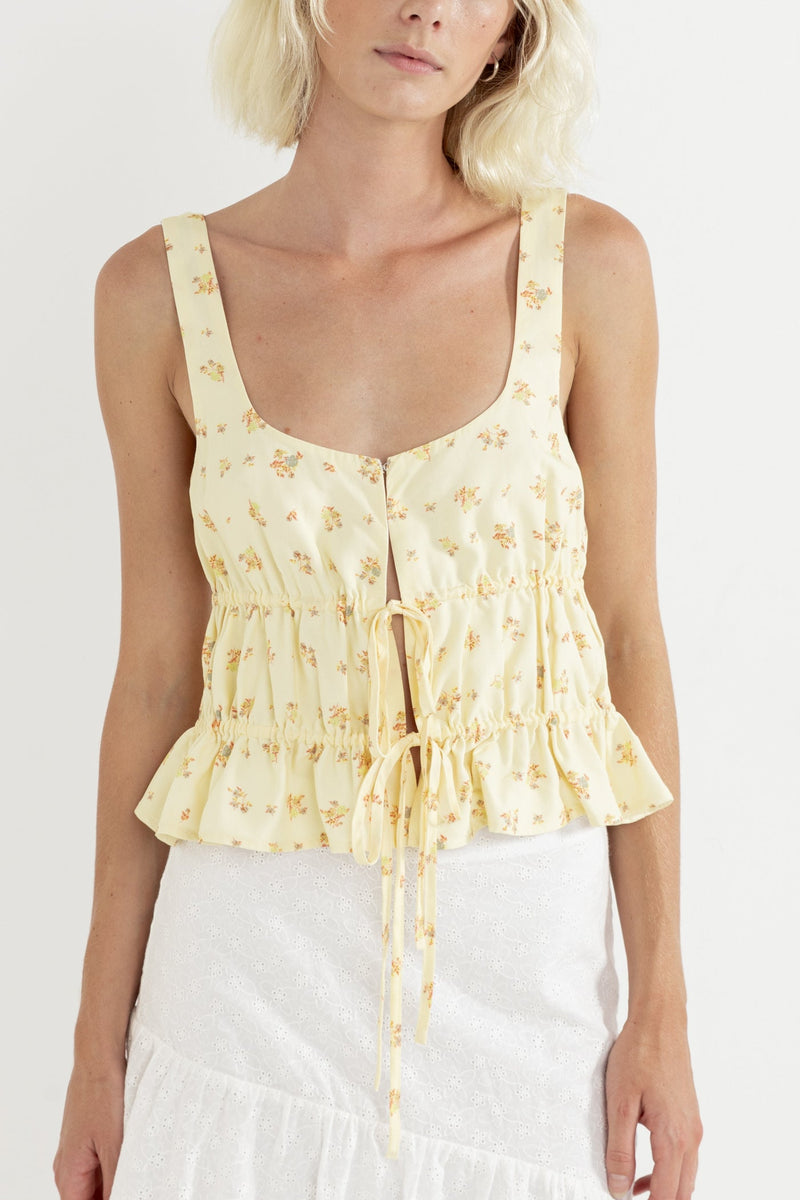 Dahlia Tie Front Top Lemon