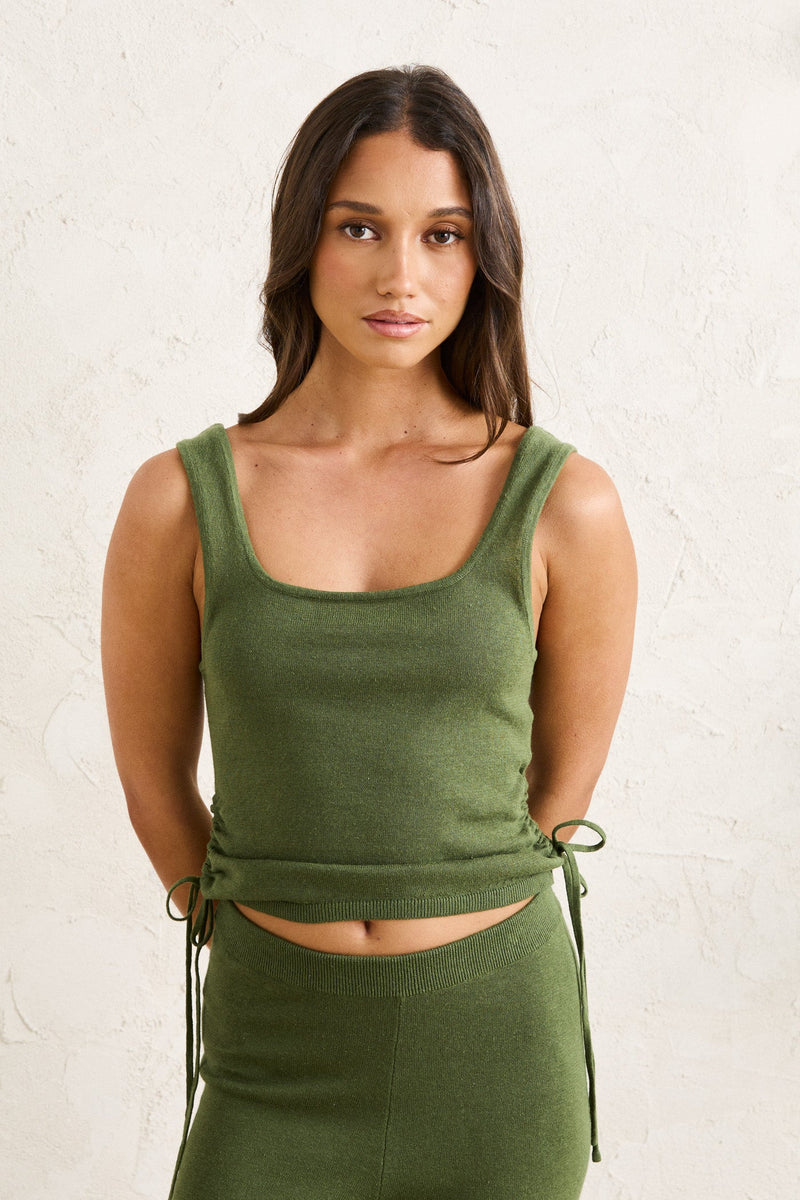Clara Knit Singlet Olive