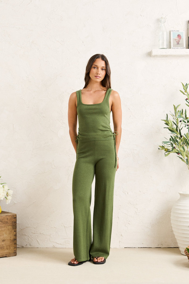 Clara Knit Singlet Olive