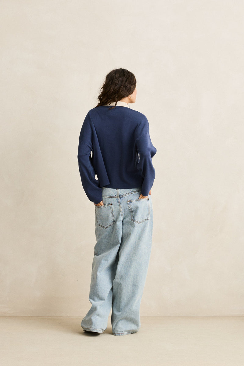 Rugby Polo Knit Sweater Navy