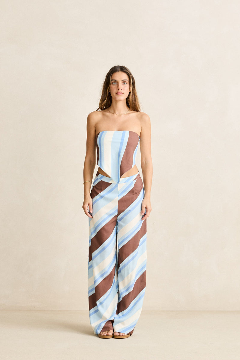 Siesta Stripe Scarf Top  Sky