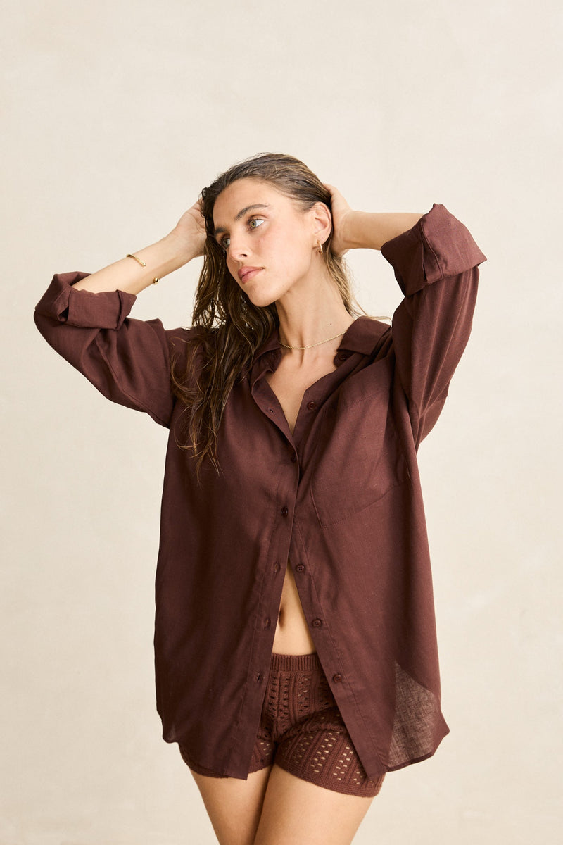 Pia Oversized Shirt  Chocolate