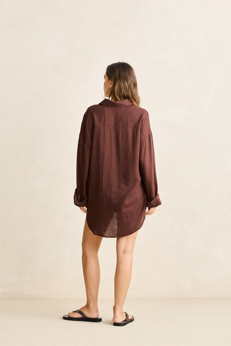 Pia Oversized Shirt  Chocolate