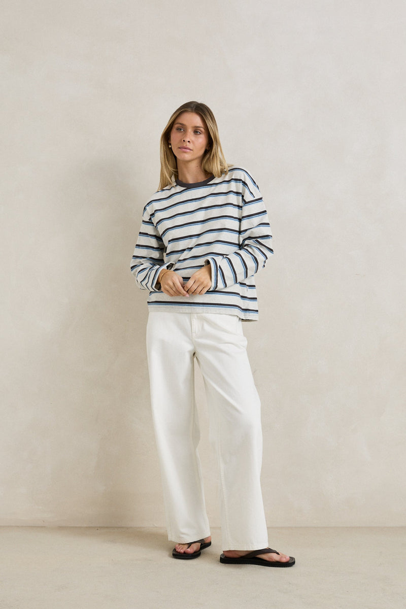 Porto Stripe Long Sleeve Grey