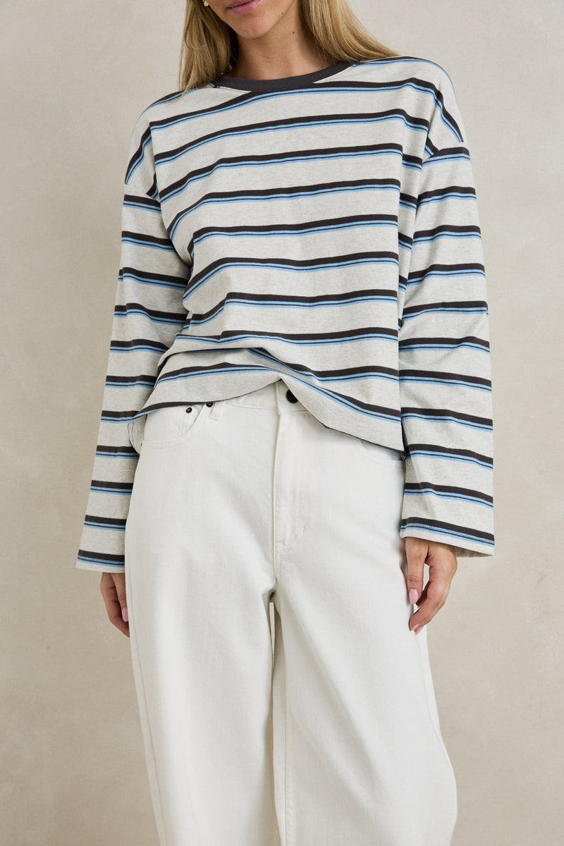 Porto Stripe Long Sleeve Grey