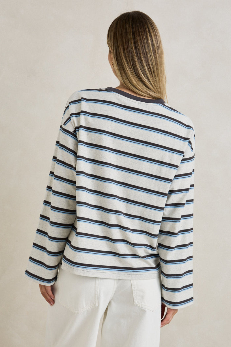 Porto Stripe Long Sleeve Grey