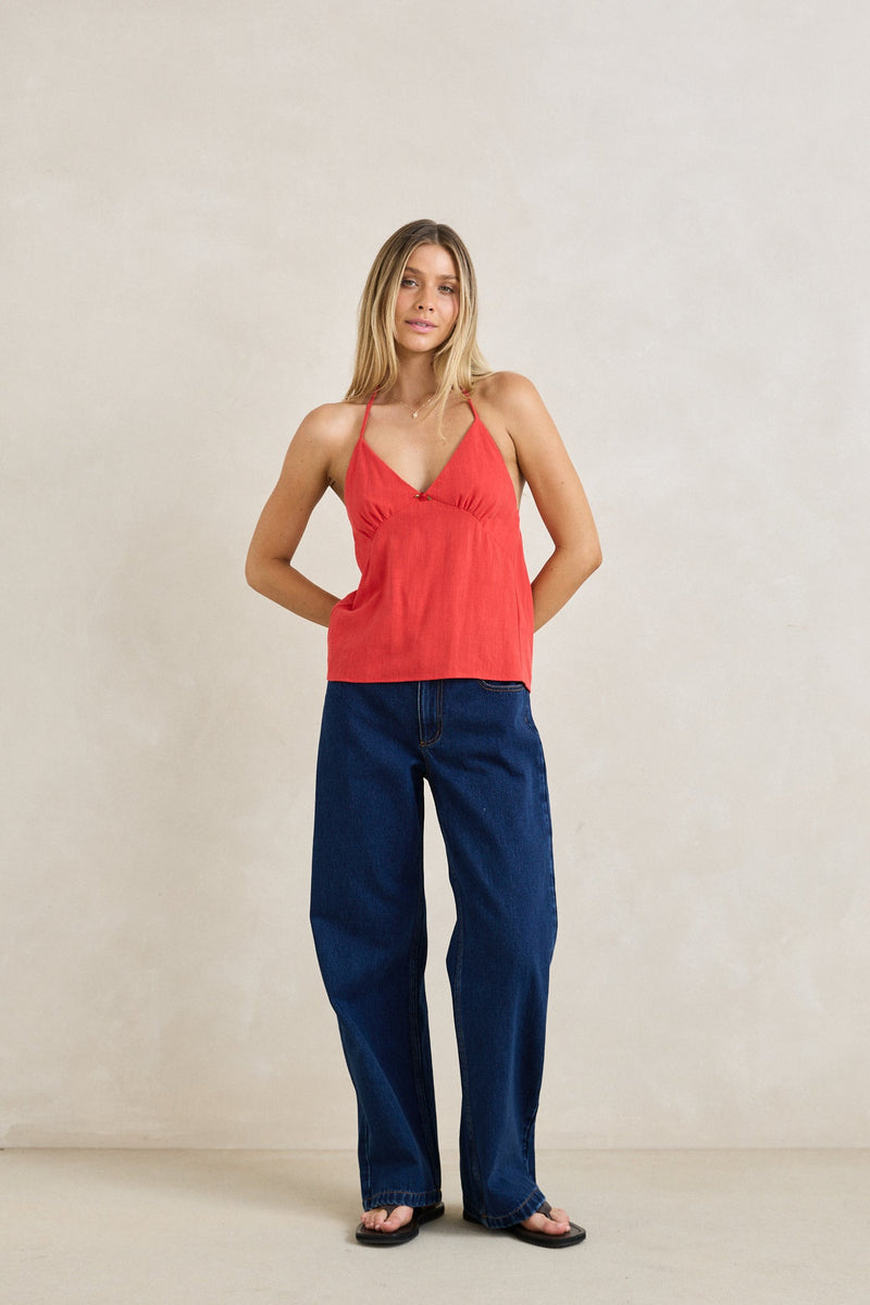 Sunny Days Linen Tank Cherry