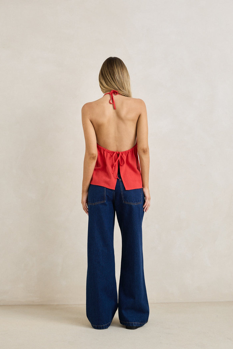 Sunny Days Linen Tank Cherry