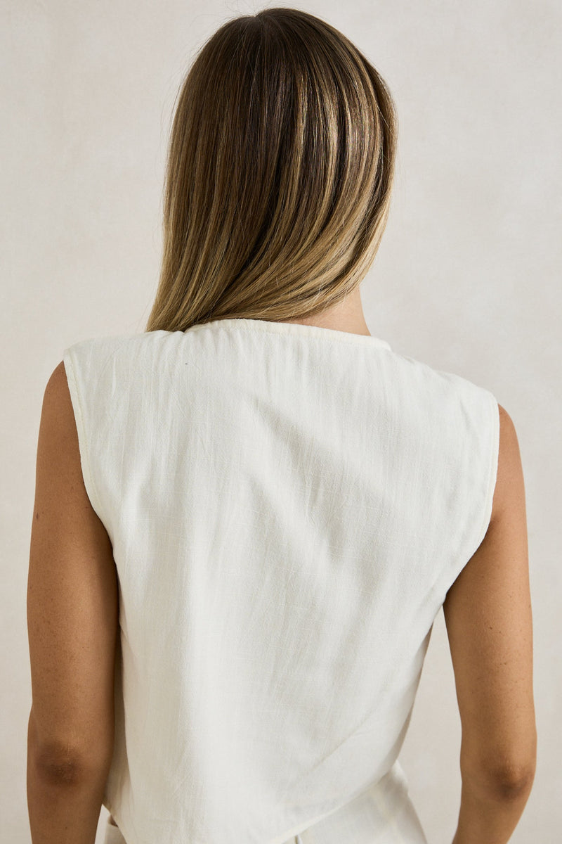 Del Rio Gathered Top White