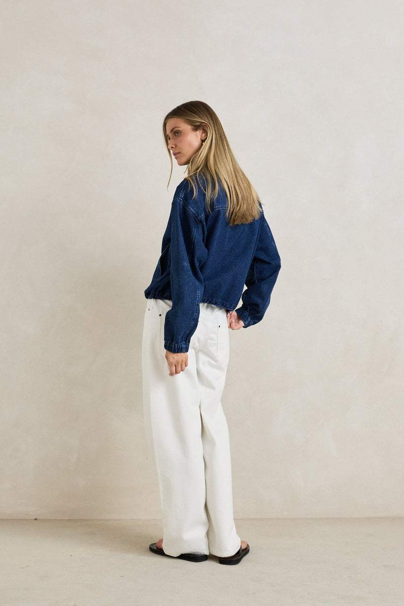 Juna Denim Funnel Jacket Dark Blue Wash
