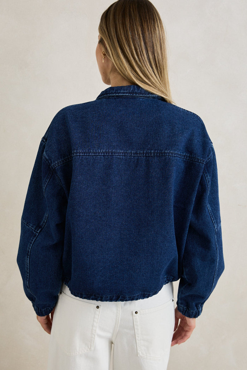 Juna Denim Funnel Jacket Dark Blue Wash