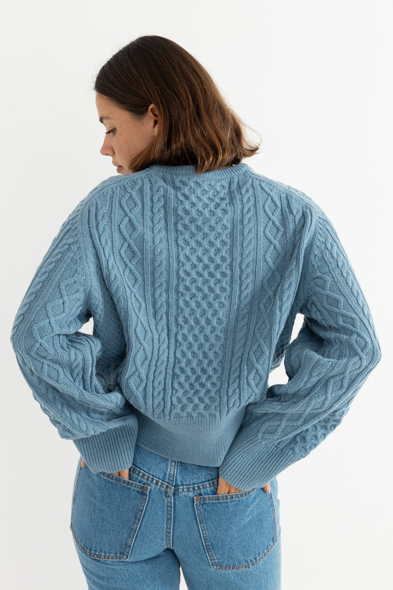 Vintage Cable Knit Jumper Dusty Blue