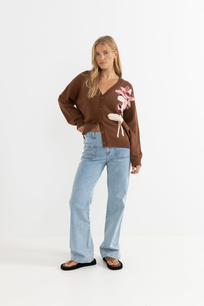 Lotus Flower Knit Cardigan Cedar