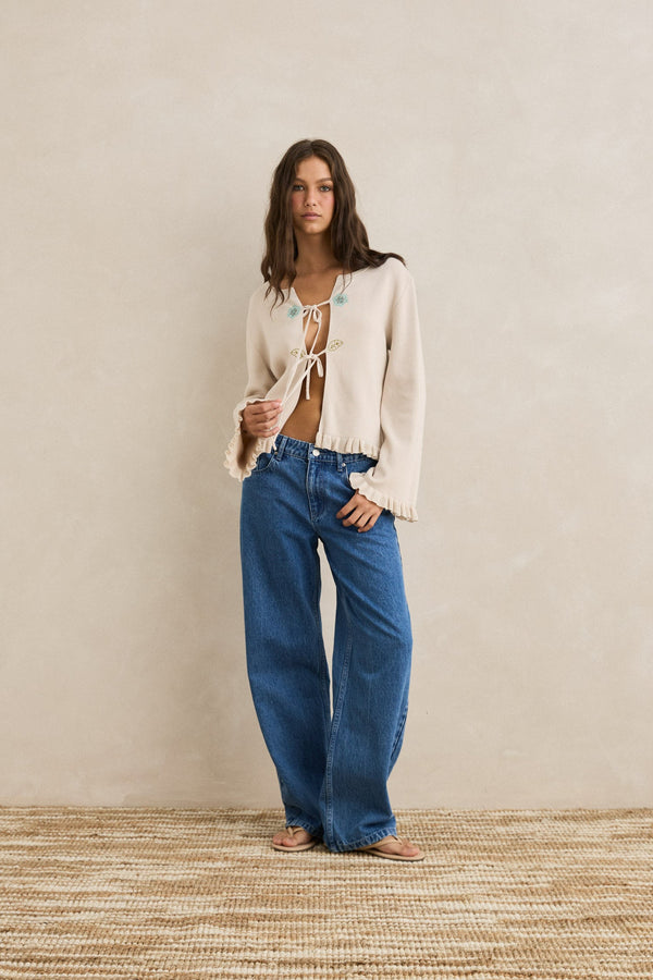 Petal Drift Knit Cardigan Natural