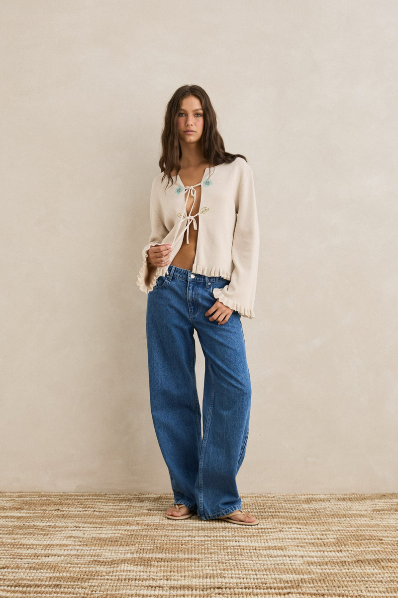 Petal Drift Knit Cardigan Natural