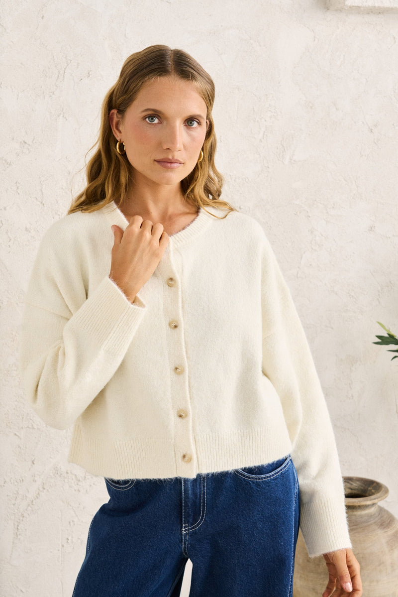 Estelle Fluffy Cardigan Cream