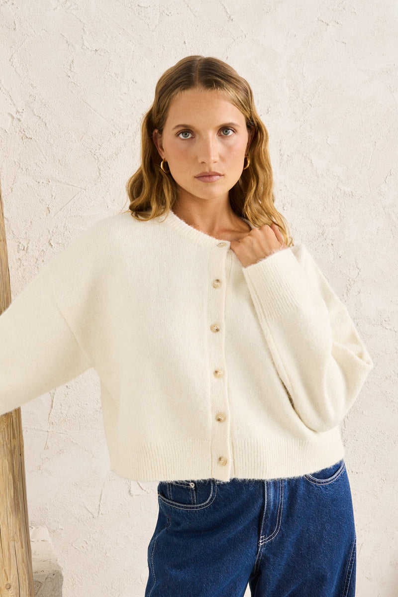 Estelle Fluffy Cardigan Cream