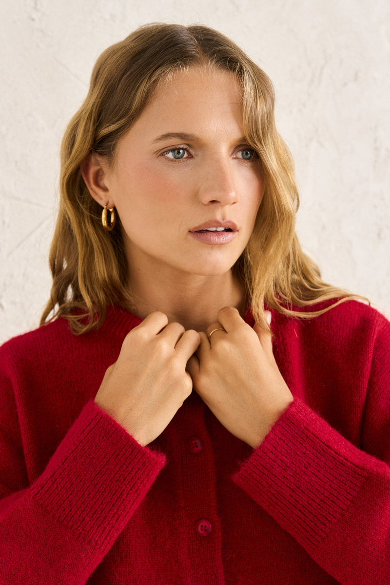 Estelle Fluffy Cardigan Chilli