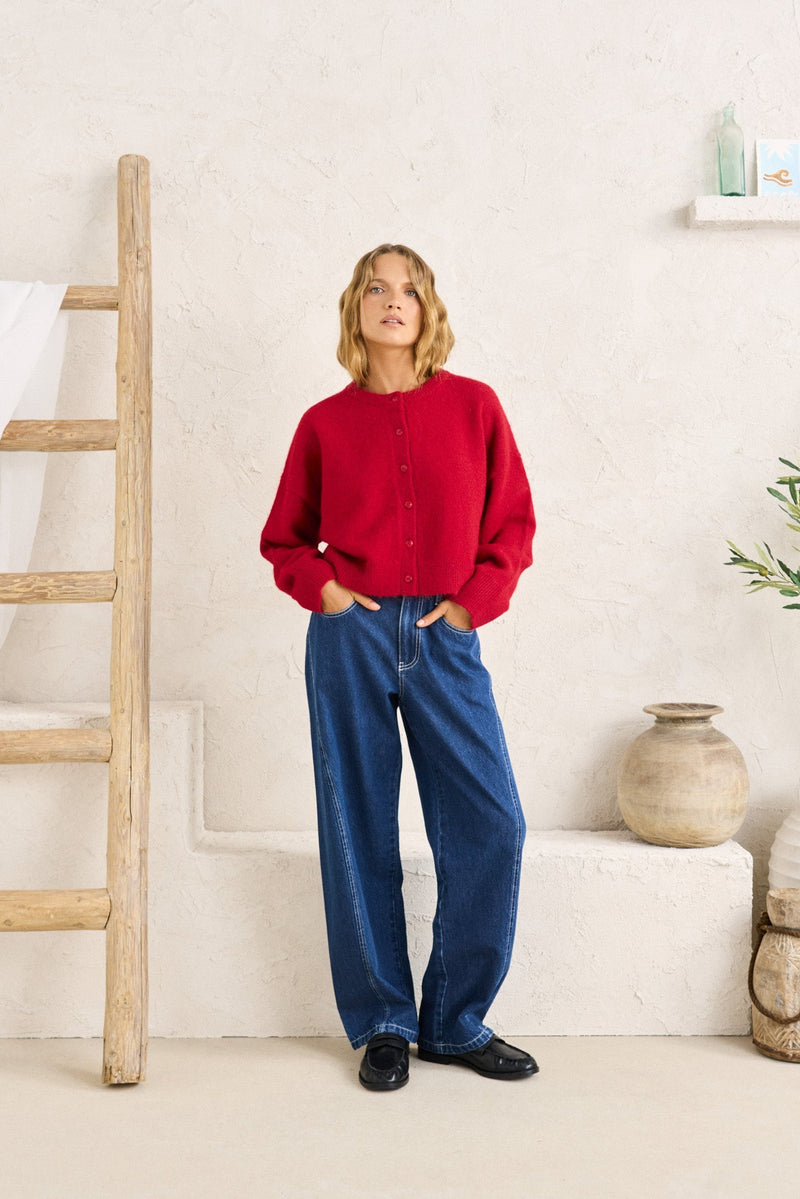 Estelle Fluffy Cardigan Chilli