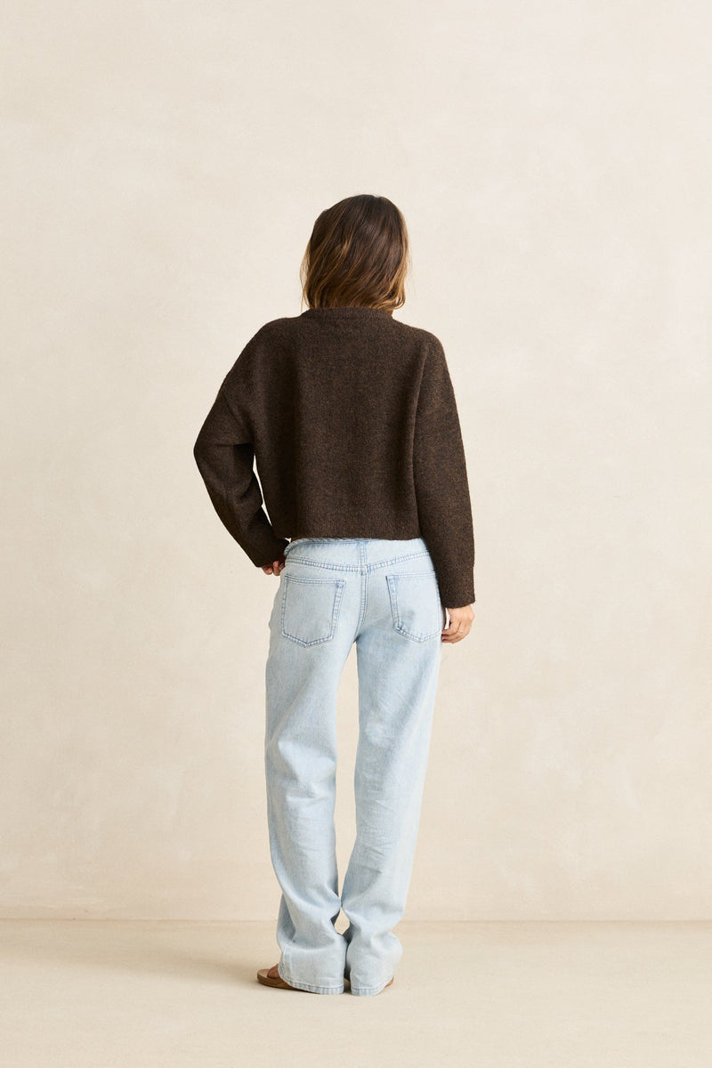 Estelle Fluffy Knit Cardigan  Chocolate