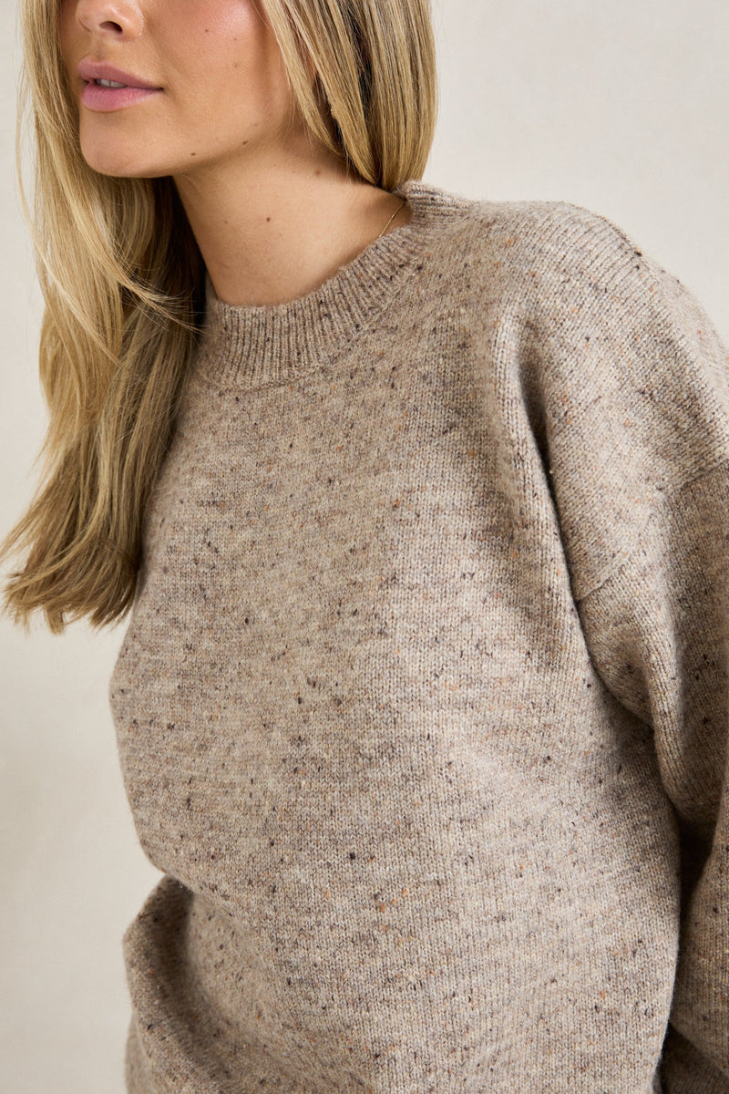 Rumi Speckle Knit Sweater Stone