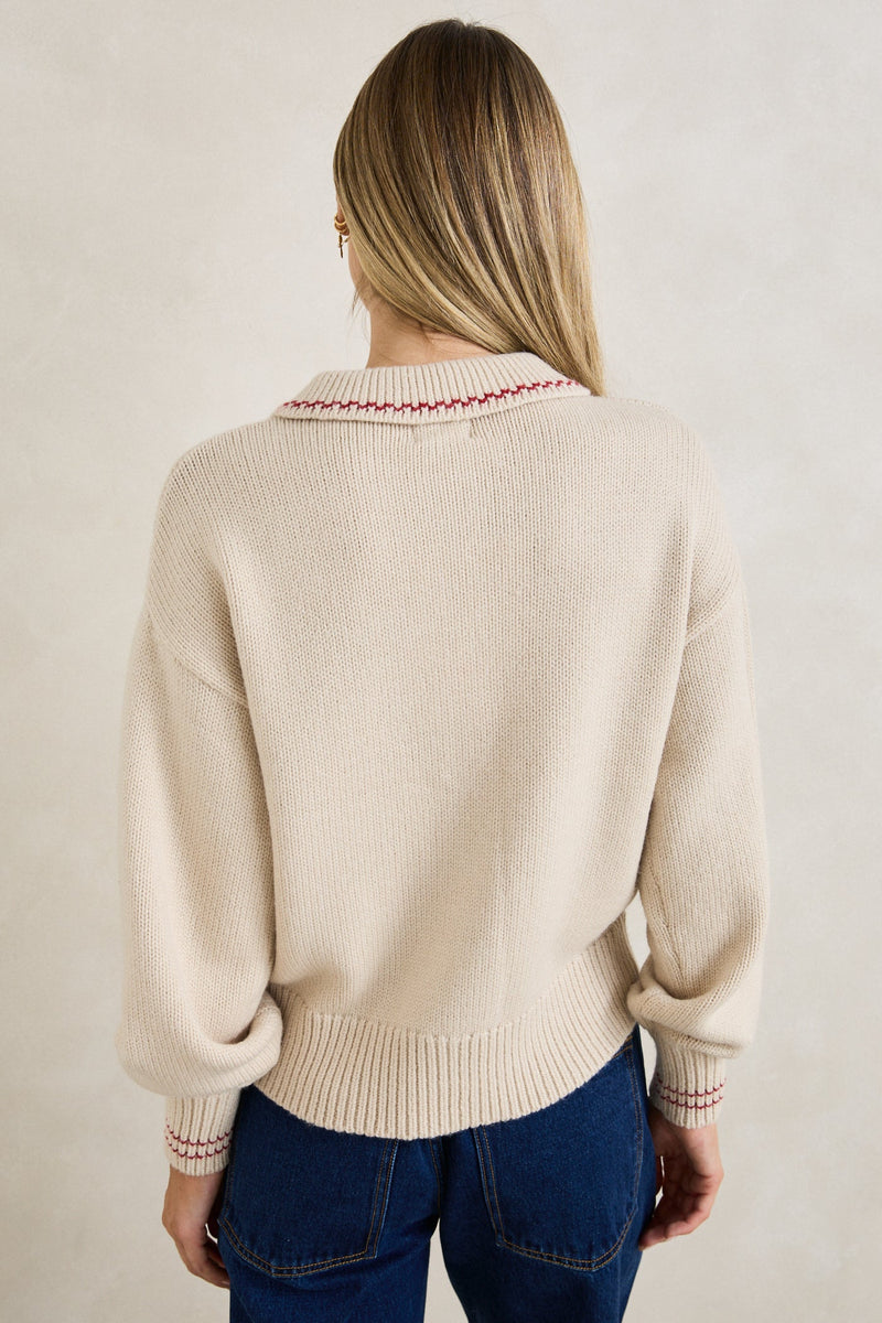Frankie Dual Zip Cardigan Natural