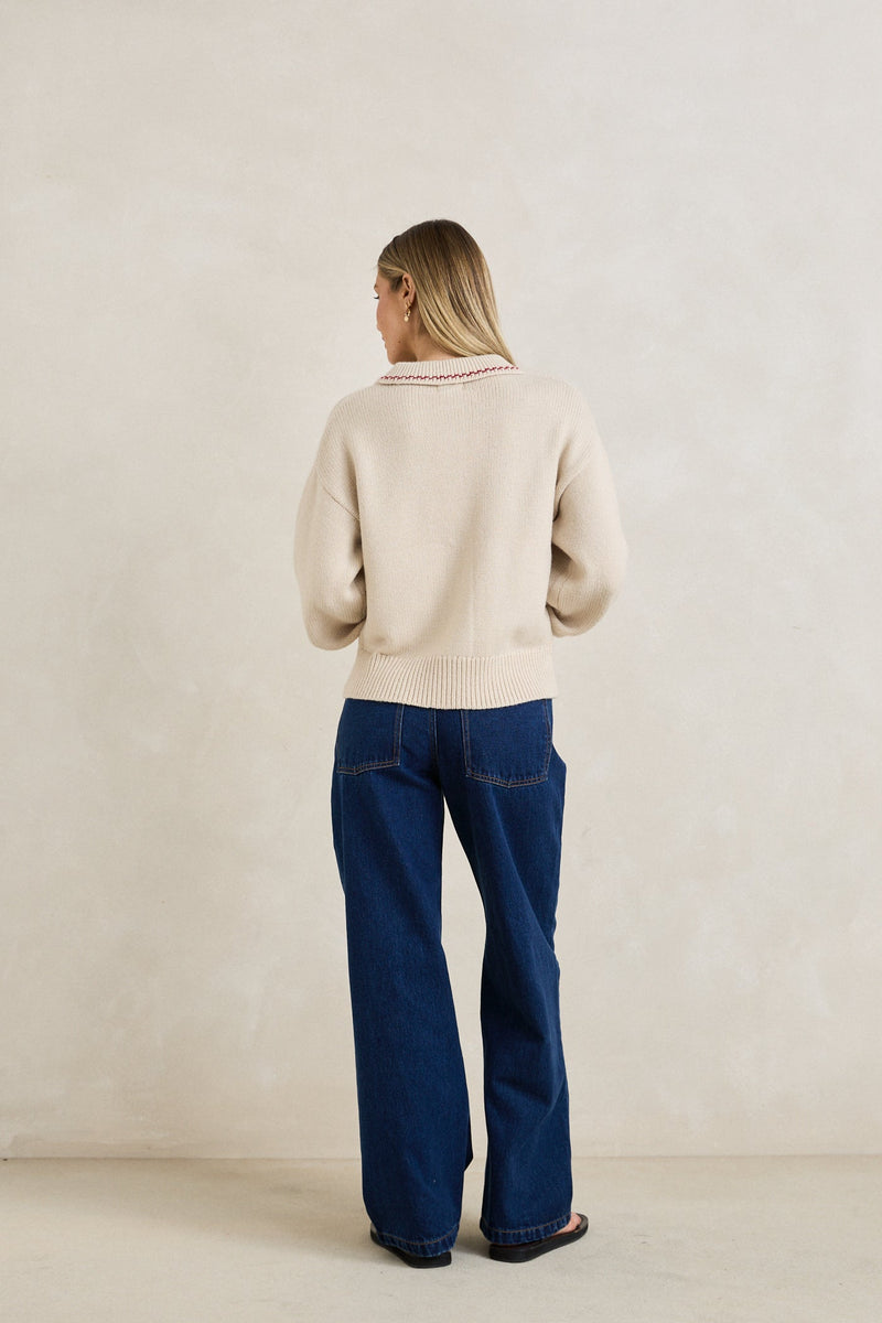 Frankie Dual Zip Cardigan Natural