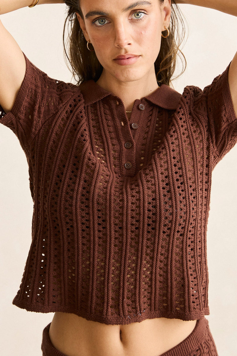 Porto Knit Top  Chocolate