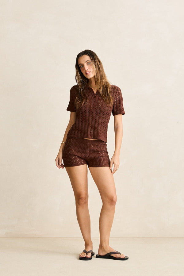 Porto Knit Top  Chocolate