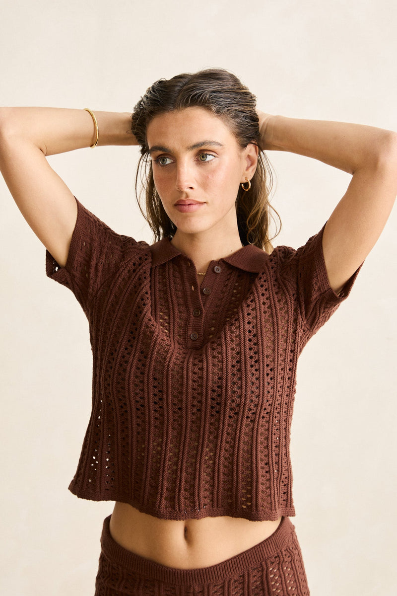 Porto Knit Top  Chocolate