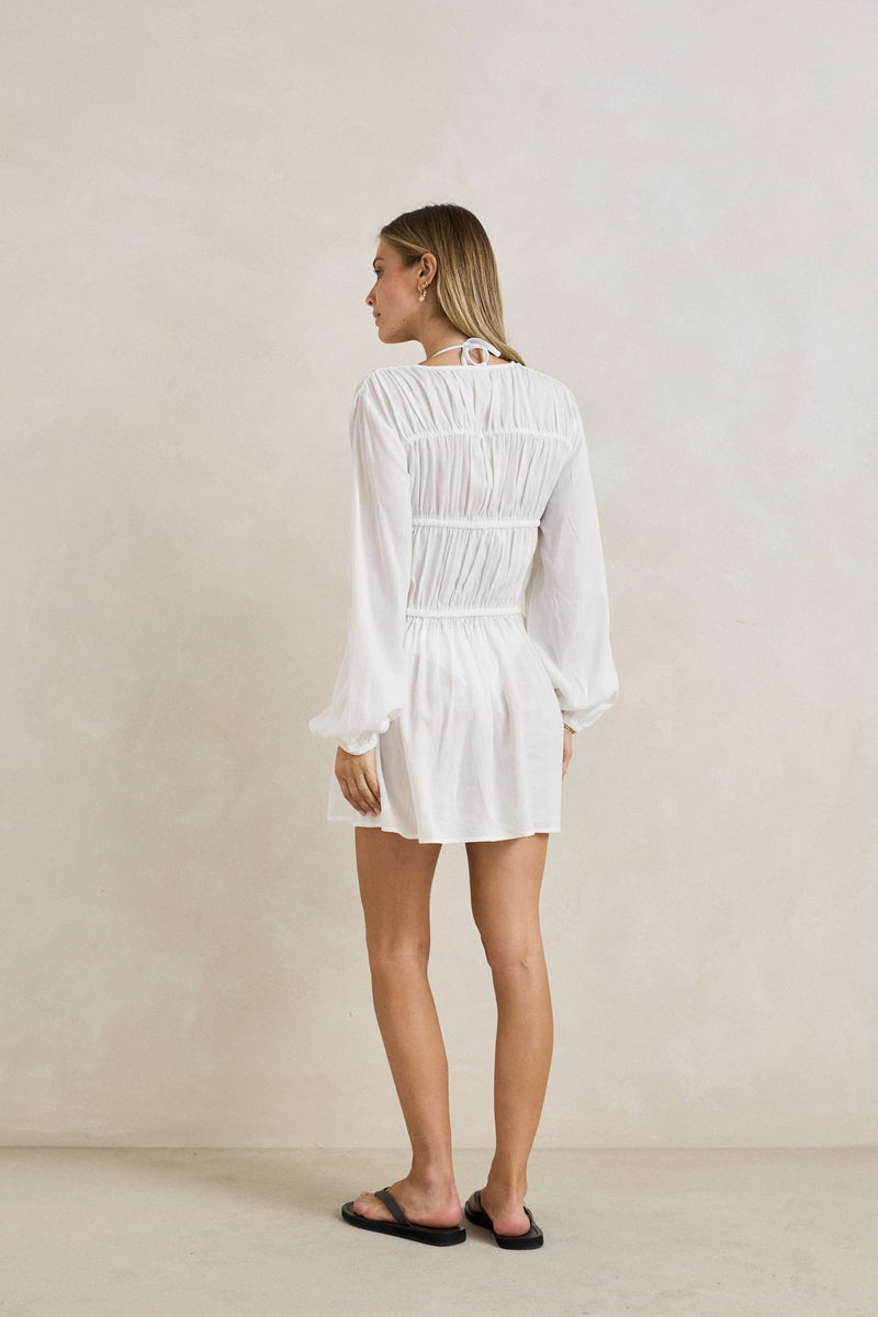 Pippa Tier Mini Dress White