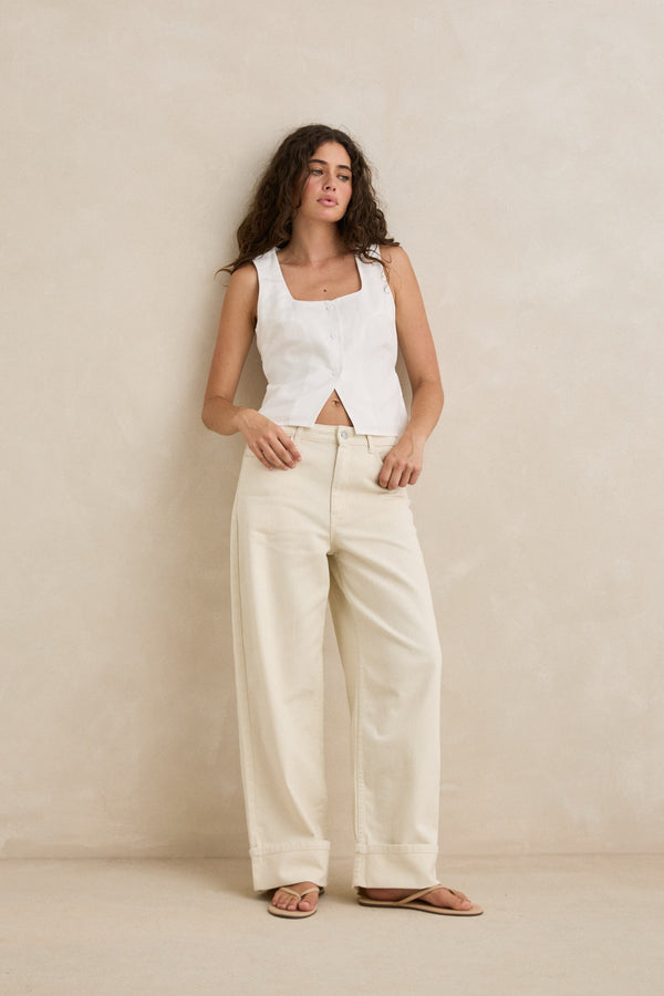 Jasper Turnback Pant White